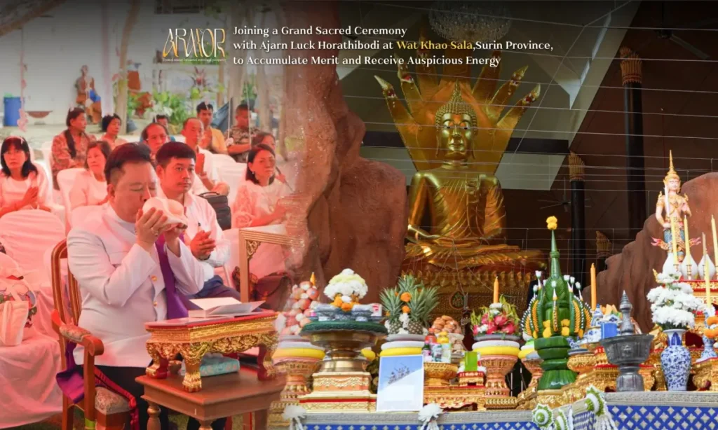 ทนายอาร์มพาเปิดดวง ร่วมพิธีใหญ่กับอาจารย์ลักษณ์ โหราธิดี ณ “วัดเขาศาลา” จ.สุรินทร์ เสริมบุญรับพลังมงคล