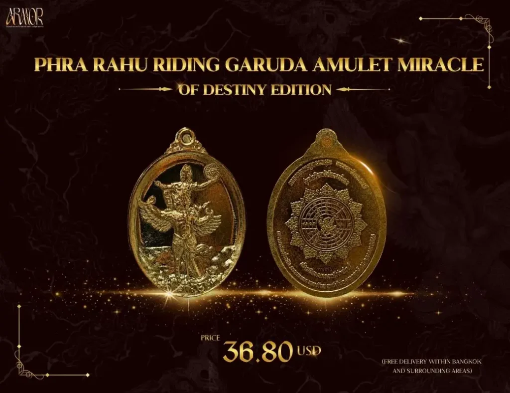Lawyer Arm Supasit Receives the Phra Rahu Riding Garuda Sacred Coin from Ajarn Luck Horathibodi A Sacred Object of Faith and Spiritual Power Believed to Transform Misfortune into Fortune ARMS ARMOR 4 2