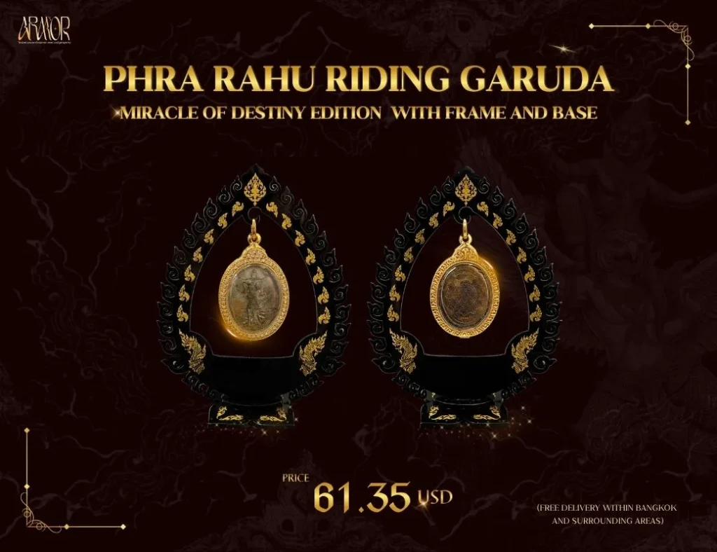 Lawyer Arm Supasit Receives the Phra Rahu Riding Garuda Sacred Coin from Ajarn Luck Horathibodi A Sacred Object of Faith and Spiritual Power Believed to Transform Misfortune into Fortune ARMS ARMOR 5 2